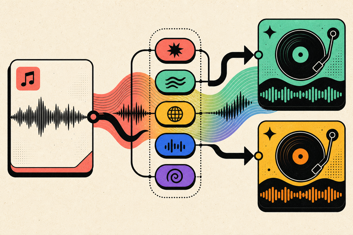 AI remix maker source track illustration